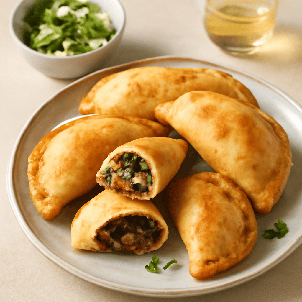Panzerottini di semola rimacinata farciti con carne macinata e zucchine