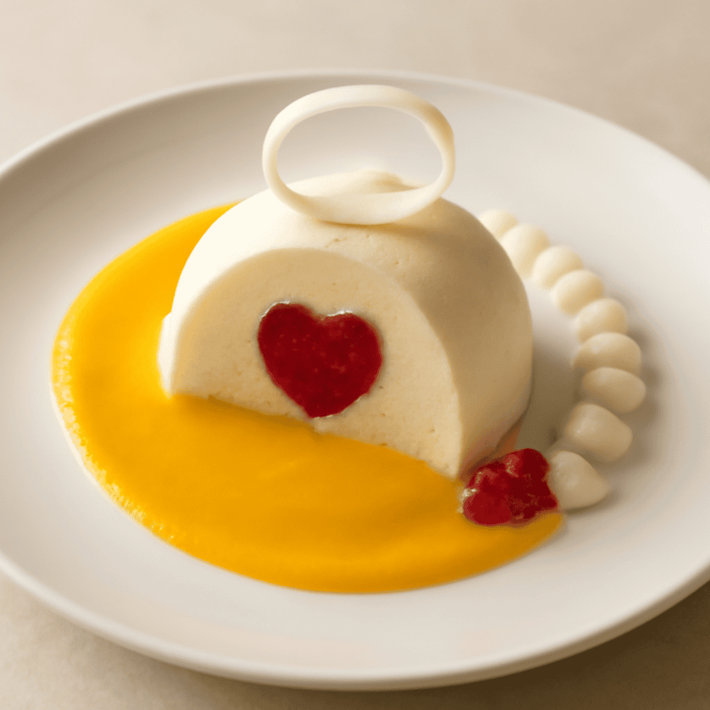 Bavarese al cioccococco con cuore di lampone