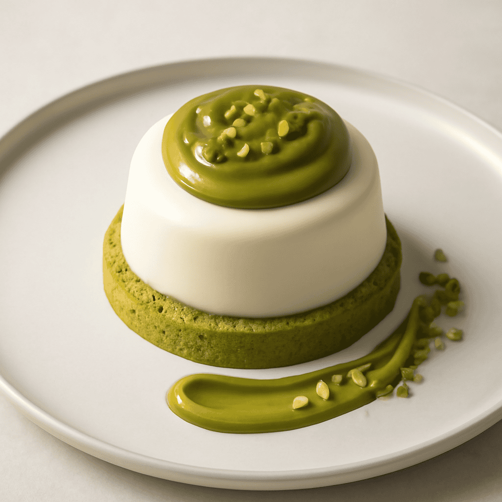 Bavarese al cioccolato bianco e ganache al pistacchio