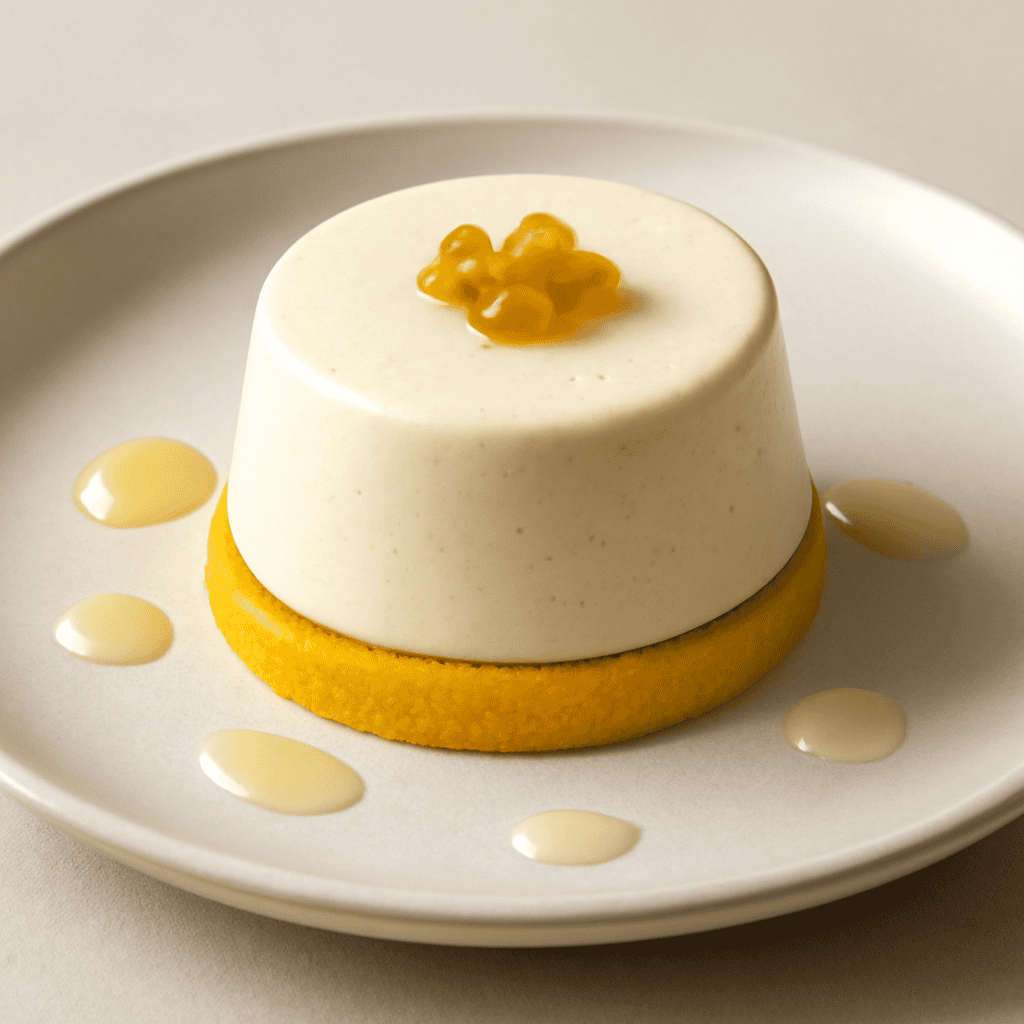 Bavarese alla ricotta su sablè breton allo zafferano