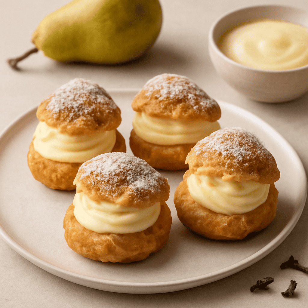 Bignè senza glutine con crema pera e limone