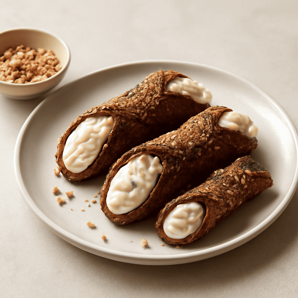 cannoli ripieni con crema al cioccolato bianco
