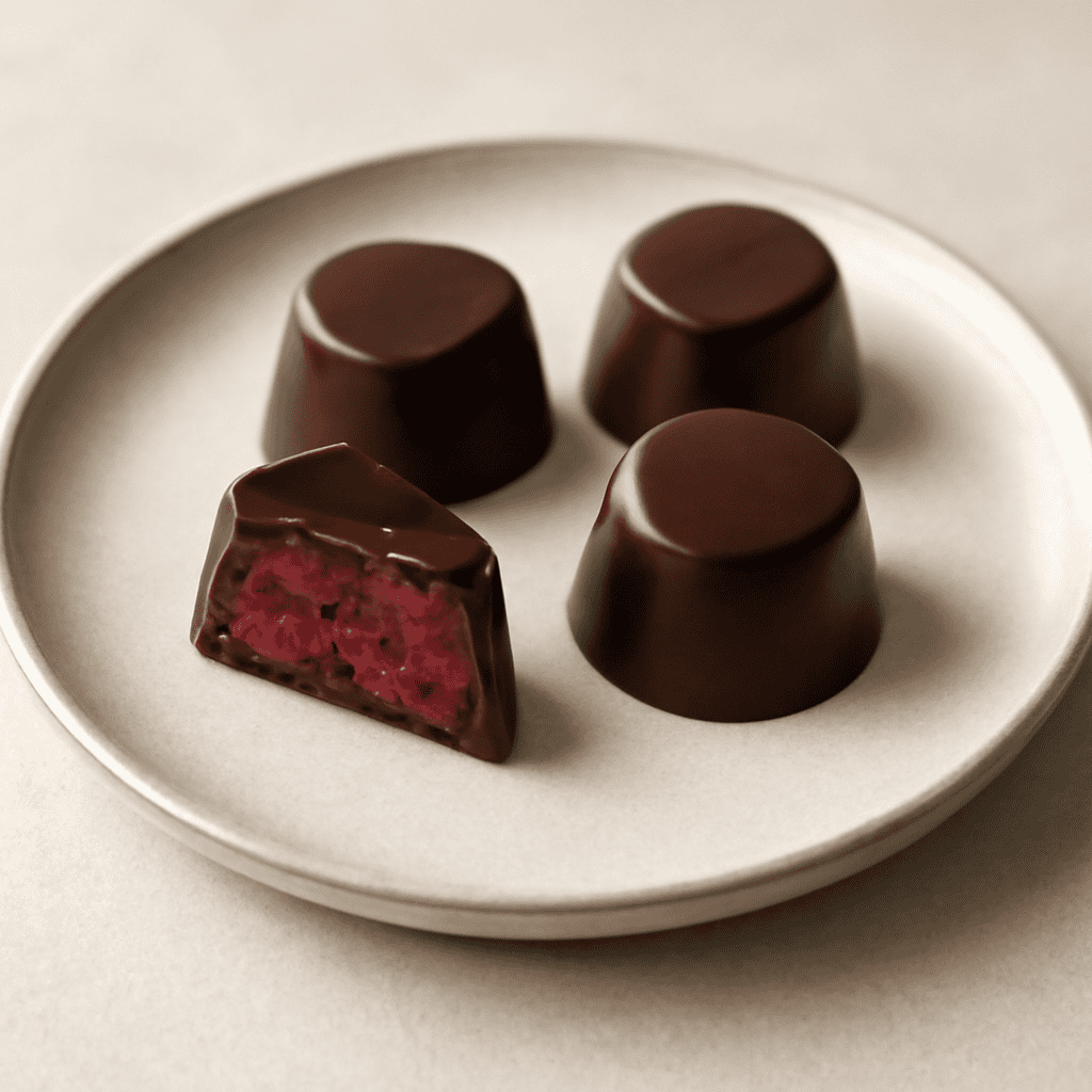 cioccolatini con ganache ai frutti di bosco