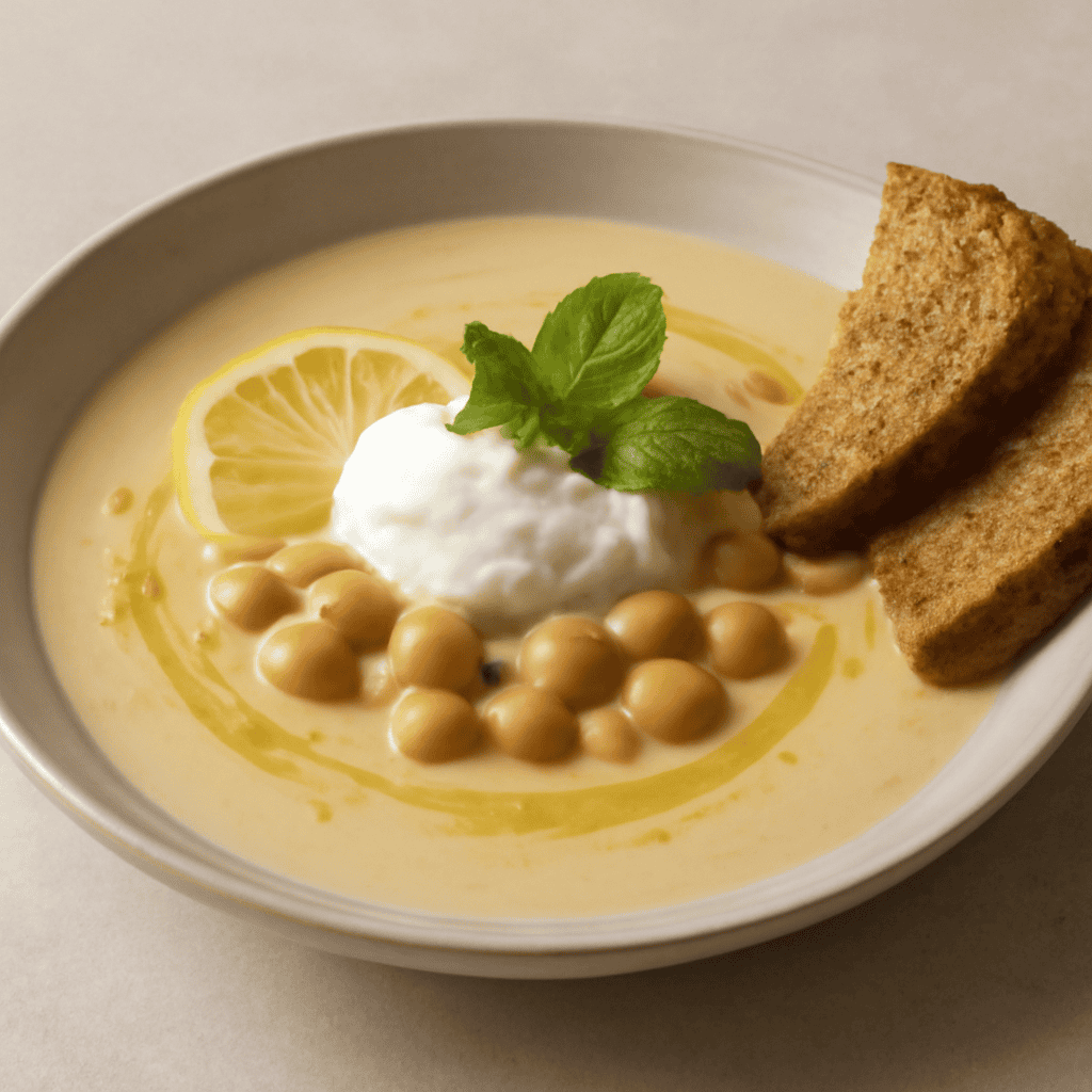 Crema di ceci, yogurt, limone e menta