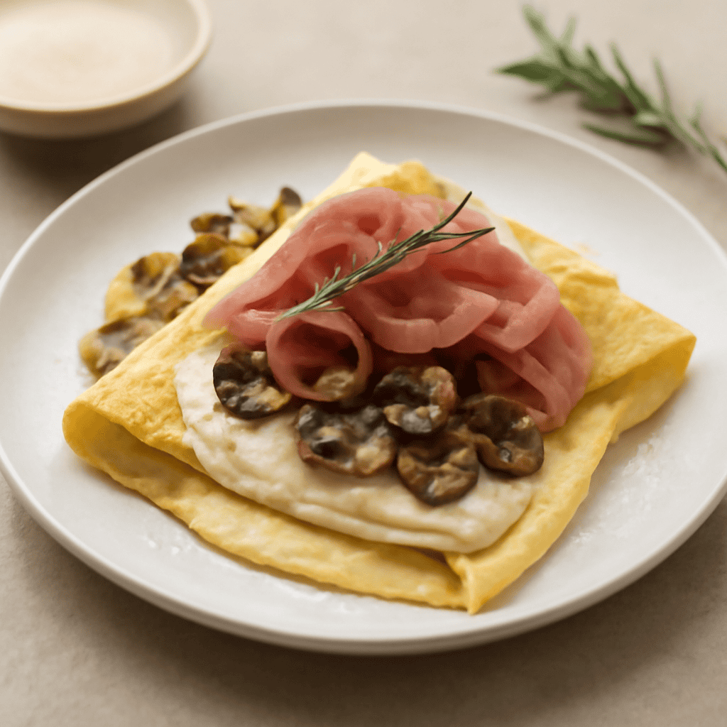 Crepes salate con prosciutto,besciamella e funghi