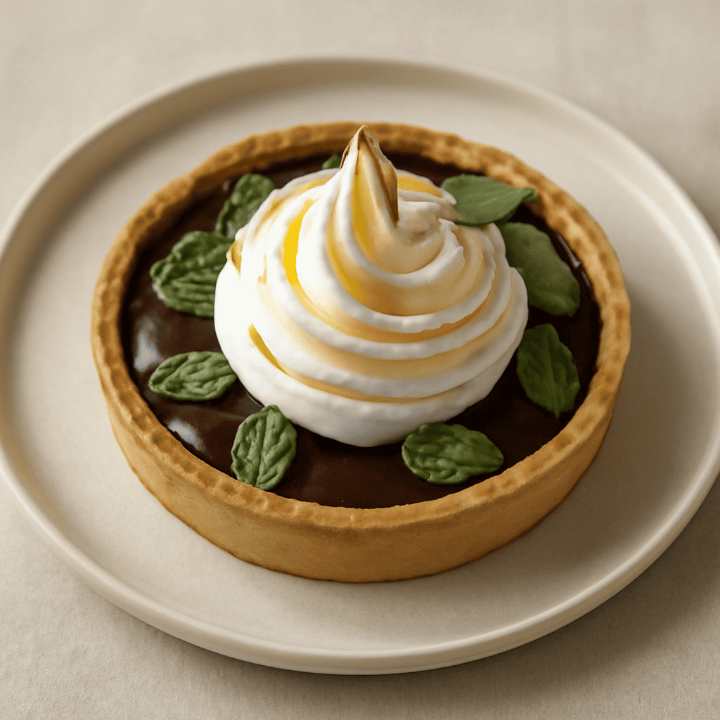 CROSTATA AL CIOCCOLATO MENTA E MIELE CON MERINGA ITALIANA