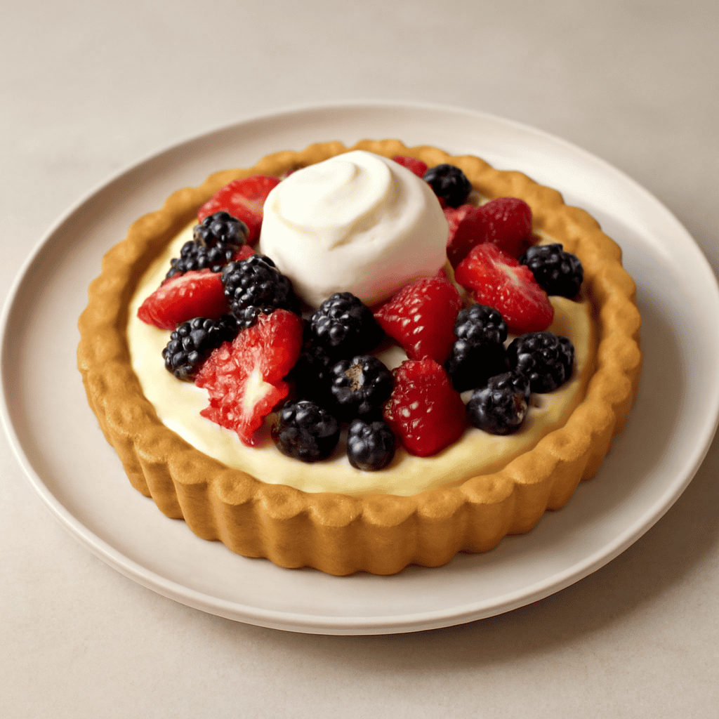 Crostata all olio evo con crema e frutta fresca