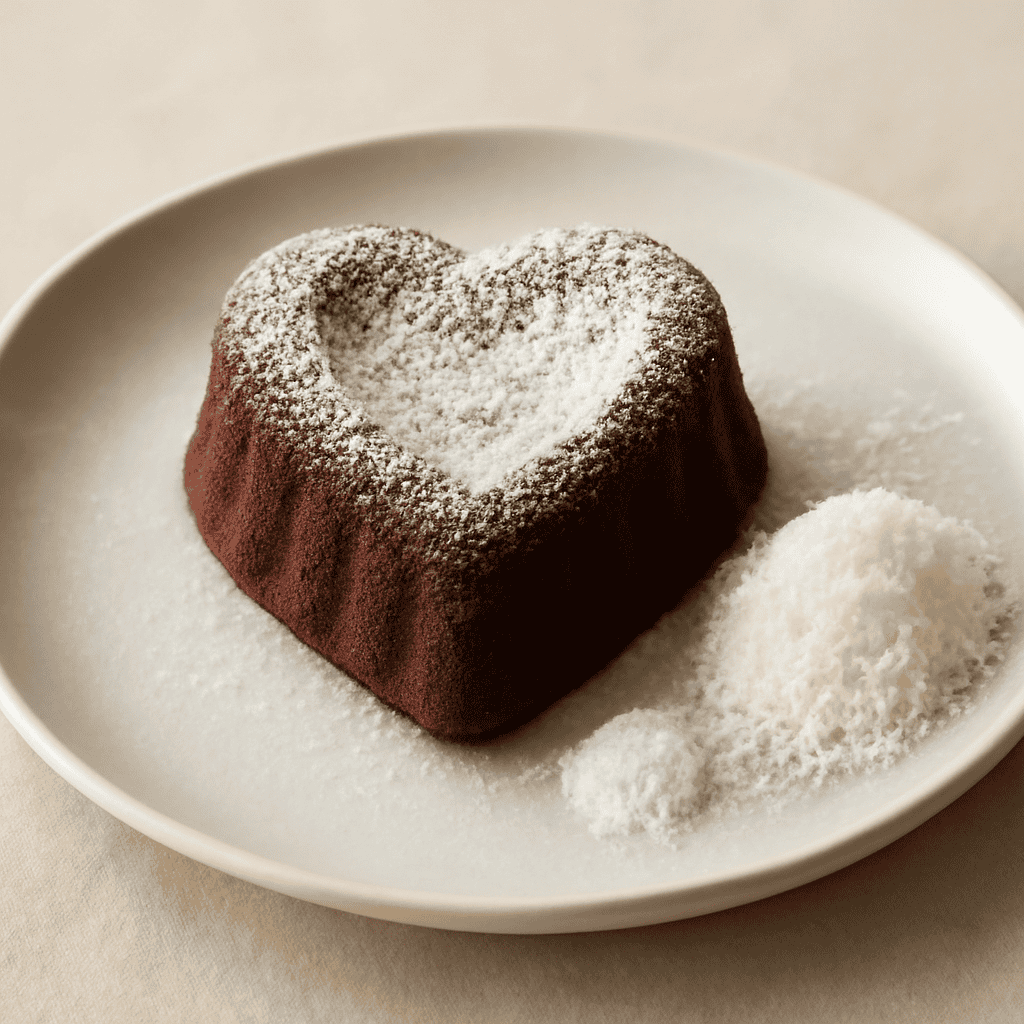 Cuore di cioccolato fondente e cocco