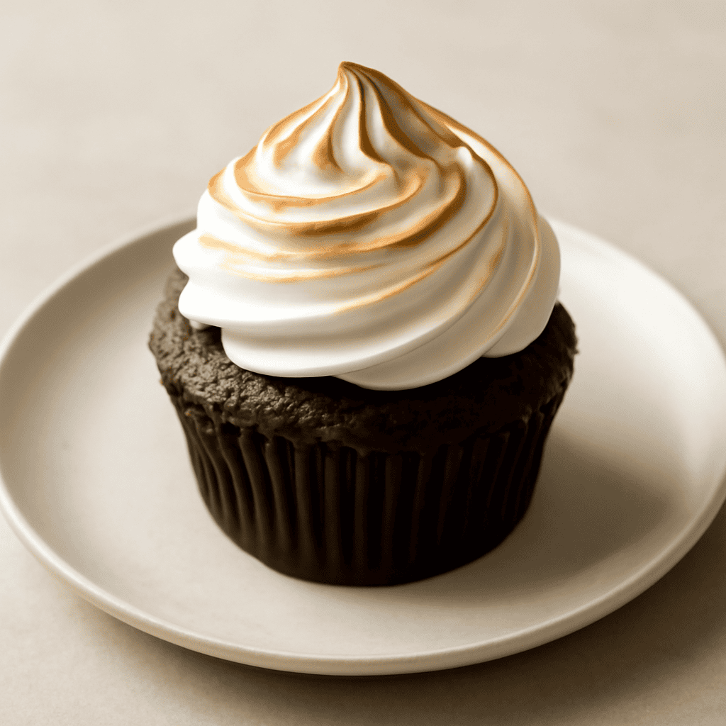 Cup cake al cacao con crema al burro meringata al cioccolato bianco