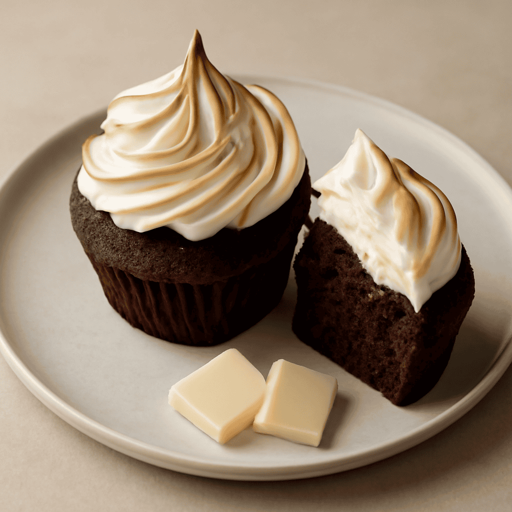Cupcake al cacao con crema al burro meringata