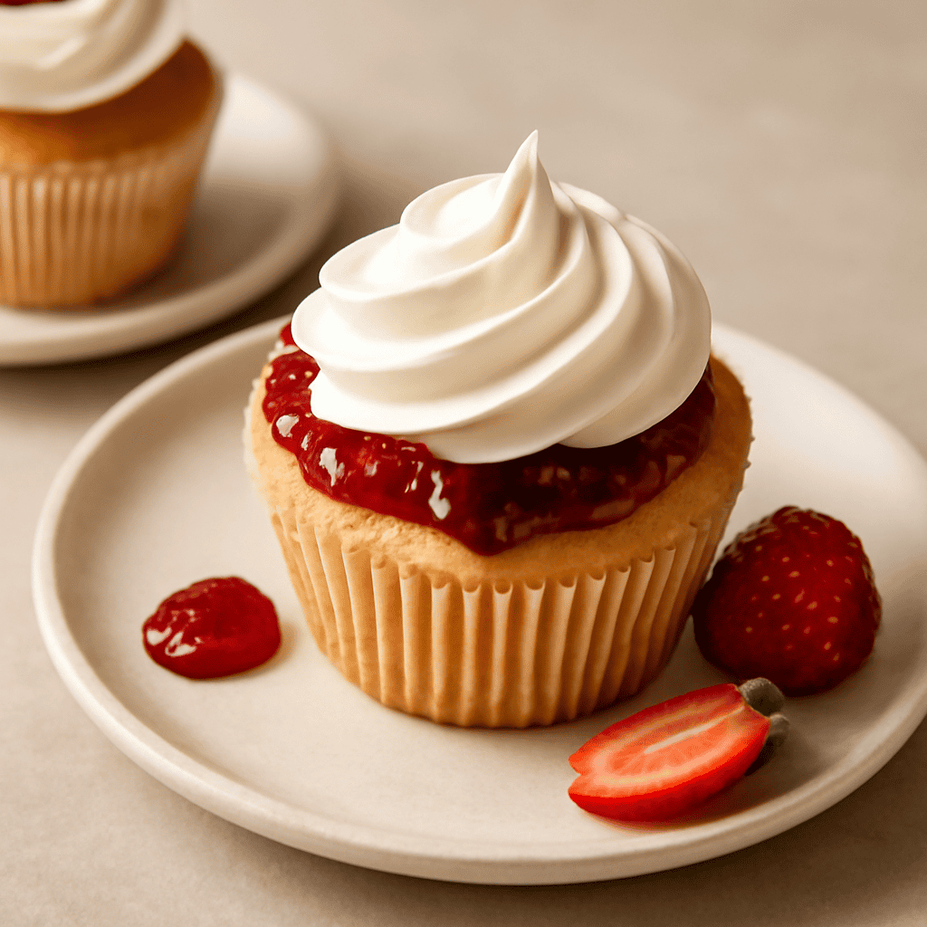 Cupcake al cioccolato bianco e confettura di fragole e lamponi