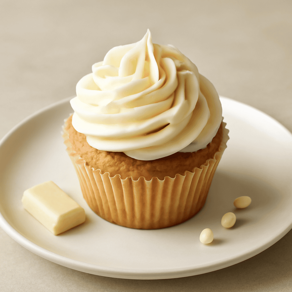 Cupcake alla vaniglia con crema al burro al cioccolato bianco e rum