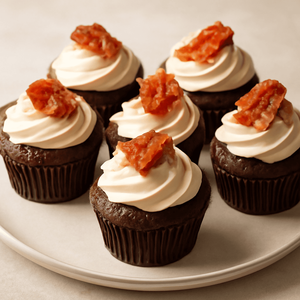 Cupcakes alla birra e cioccolato con bacon candito