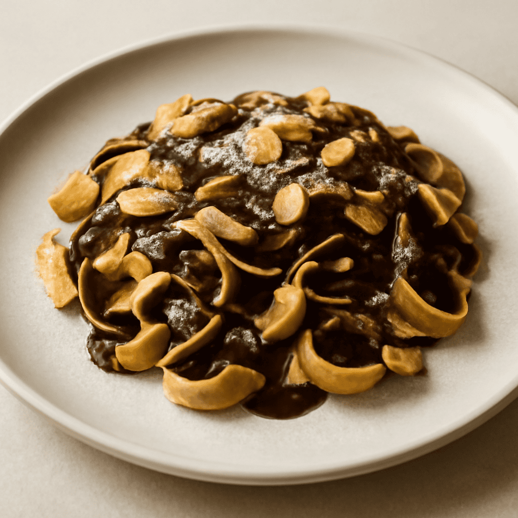 FETTUCCINE DI CREPES CON GANACHE FONDENTE