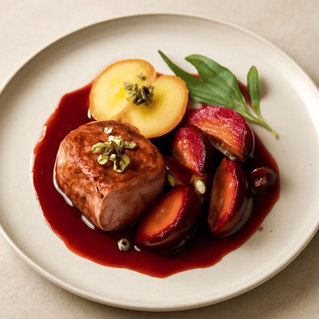 Filetto di maiale al vino rosso susine e mele Golden