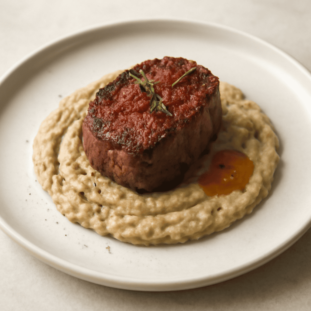 Filetto di manzo con crema di melanzane
