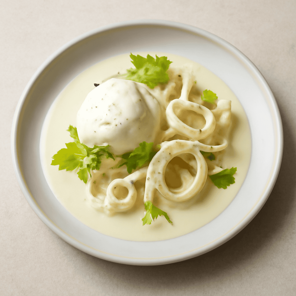 Fonduta di bufala e calamaro