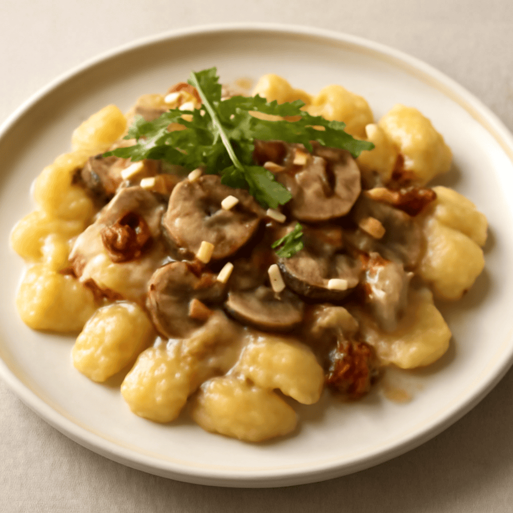 Gnocchi con salsa ai funghi