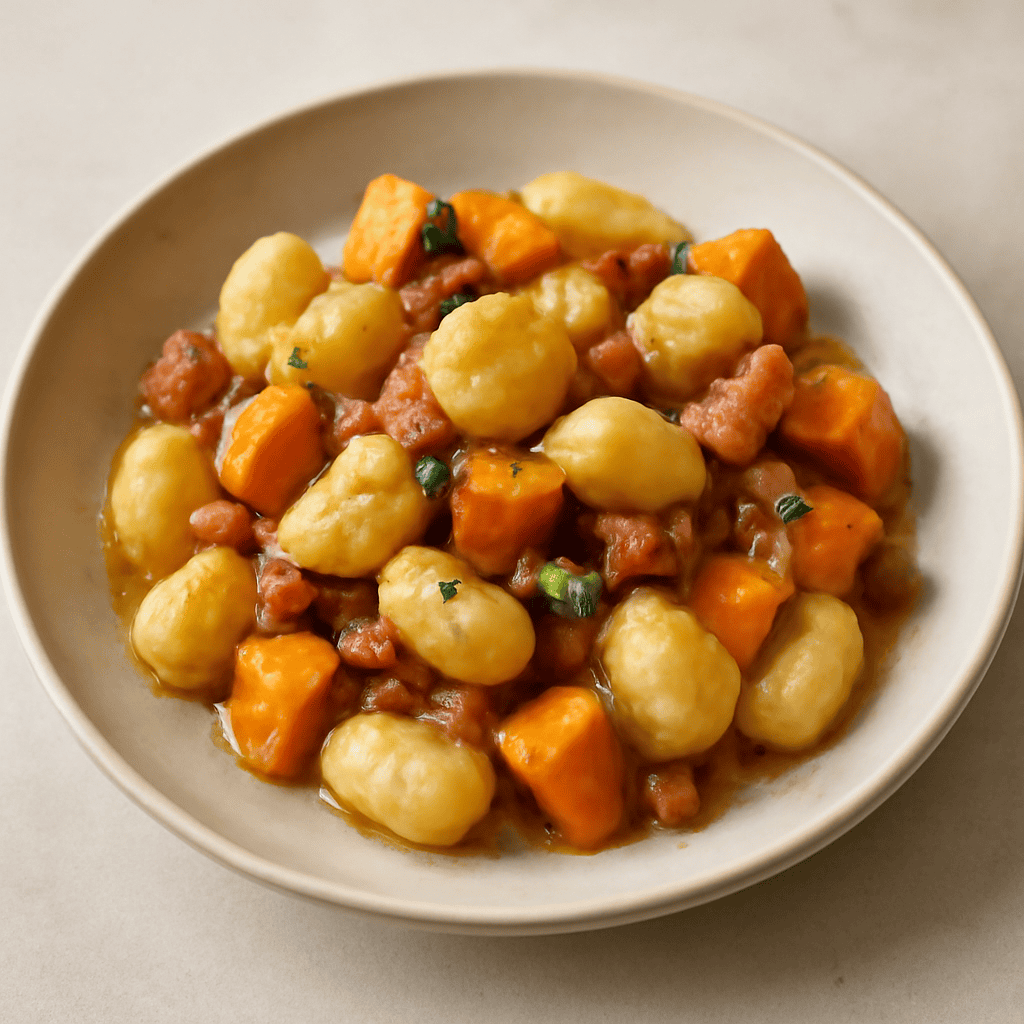 Gnocchi con zucca e pancetta