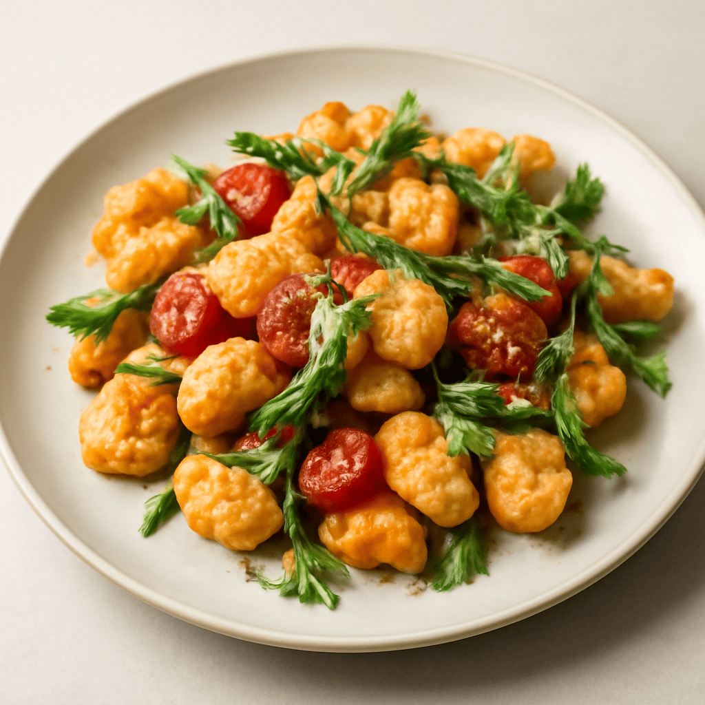 Gnocchi di zucca con pomodorini e rucola