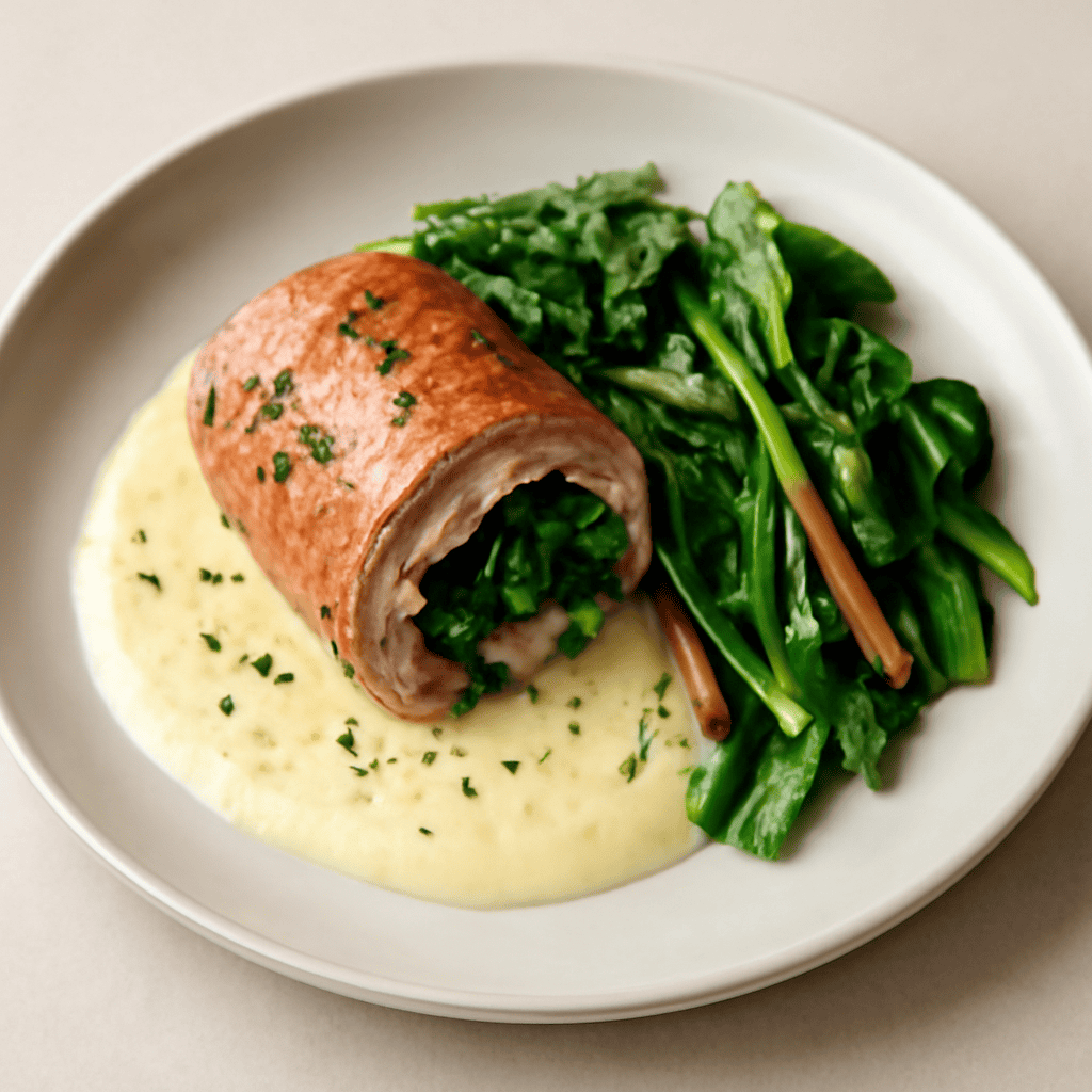involtino di fesa di vitello con verdure fresche e fonduta al formaggio