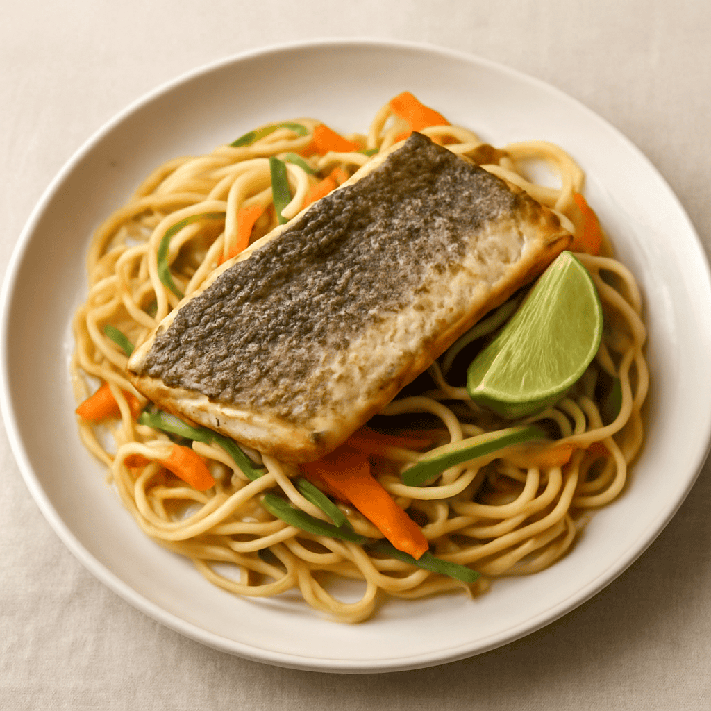Linguine con spigola fredda al lime
