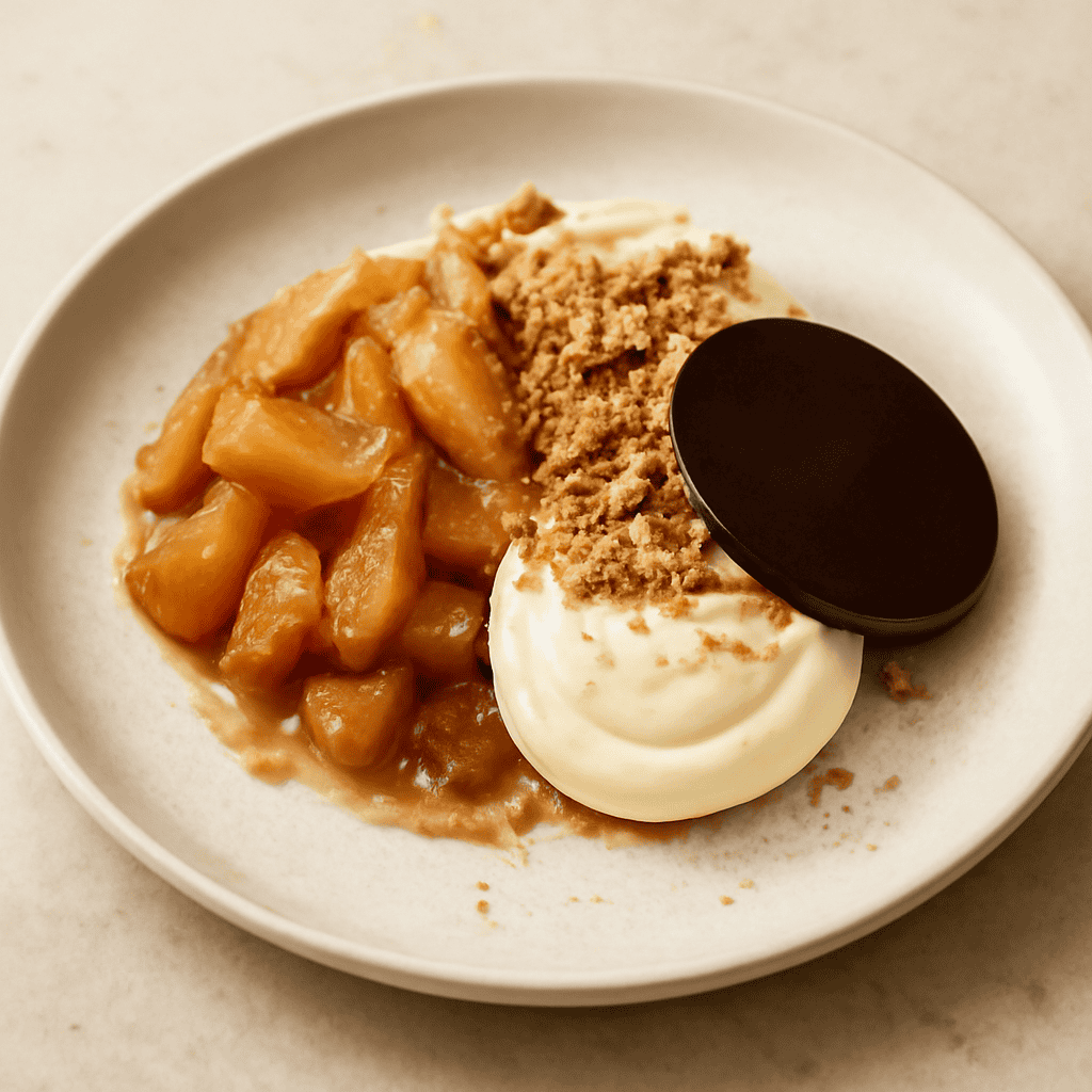 MELE ALLA CANNELLA CON CREMA E CRUMBLE ALLE NOCCIOLE