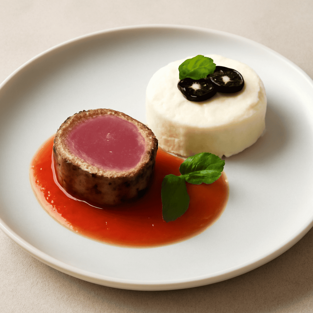Mignon tonno e pomodoro con menta e mousse alla ricotta