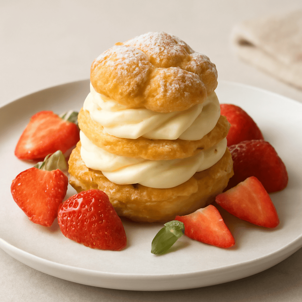 Millefoglie di bigne con crema al mascarpone e limone