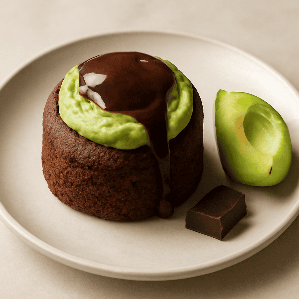 Mini cake vegan alla carruba e caffè con crema avocado e cioccolato.