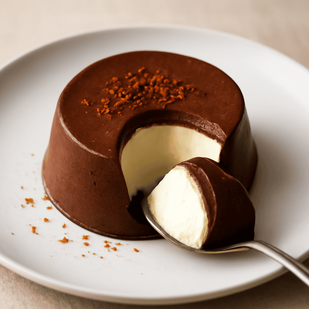 Mousse al cioccolato con cuore di panna cotta