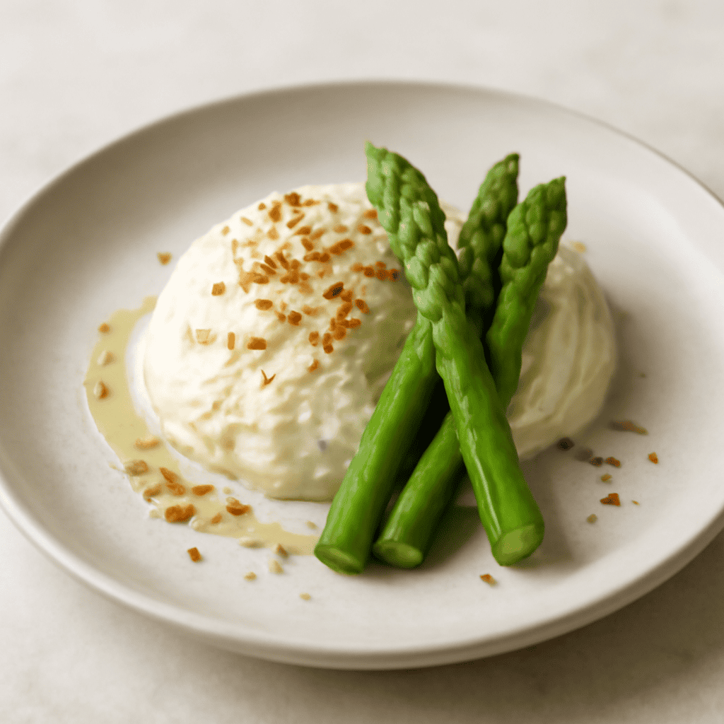 Mousse di yogurt asparagi e mandorle