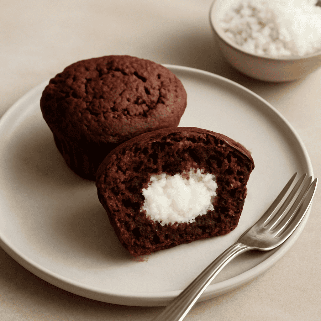 Muffin al cacao e cuore di cocco