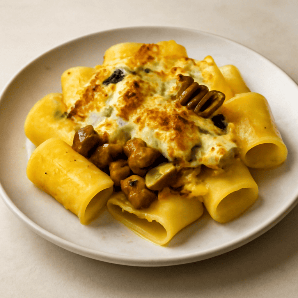 pacchetti con paesana di melanzana alla curcuma gratinati con besciamella