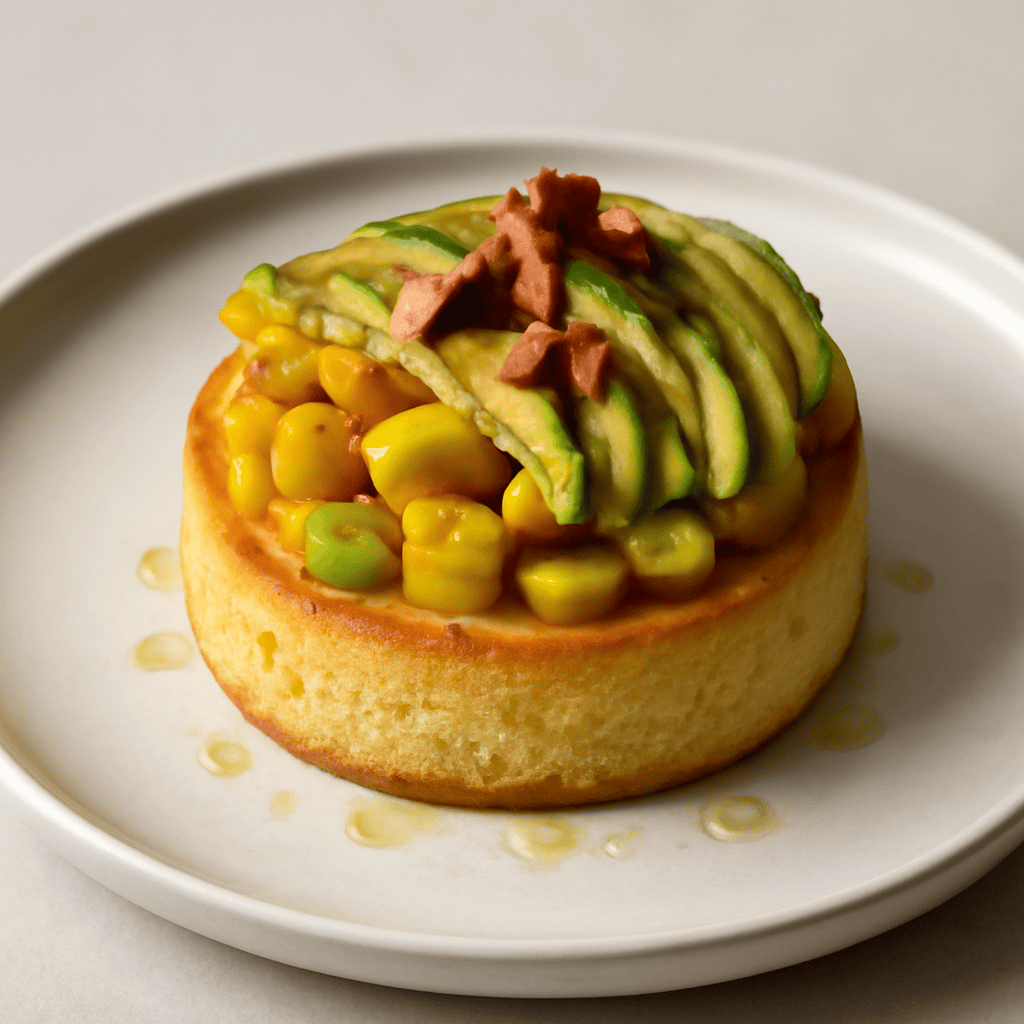 Pan di spagna salato mango e avocado