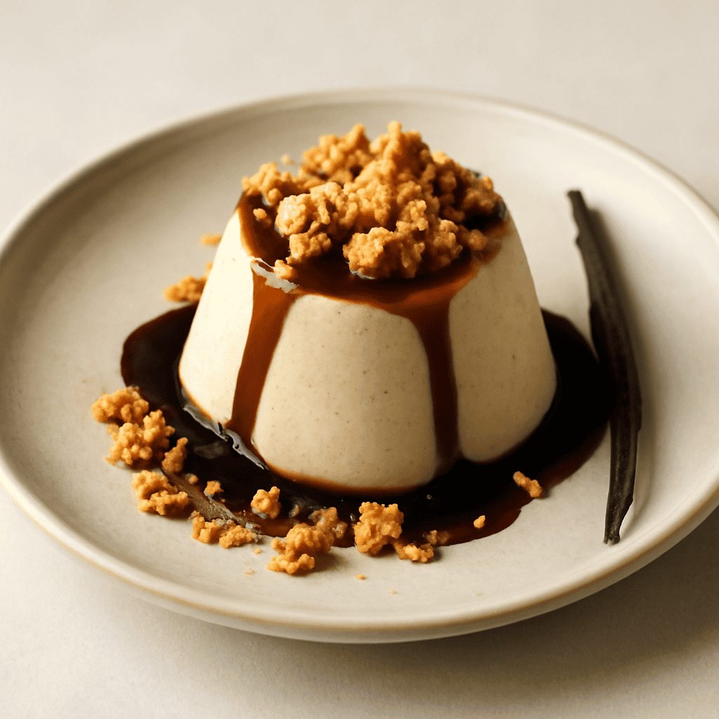 Panna cotta caffè e vaniglia con crumble