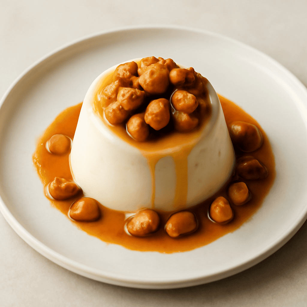 Panna cotta con arachidi caramellate al profumo di rum