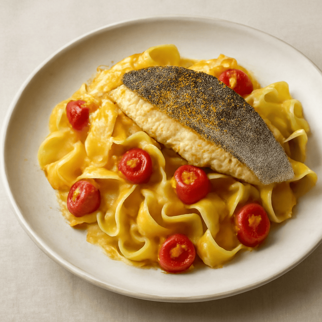 Pappardelle all’orata con bottarga d’uovo