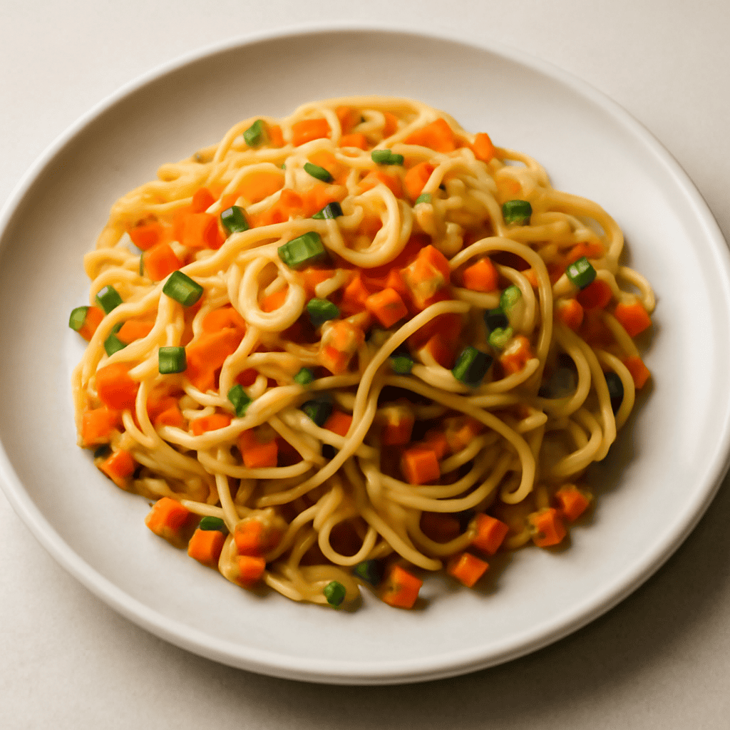 Pasta al aglio fritto, tacole e carote