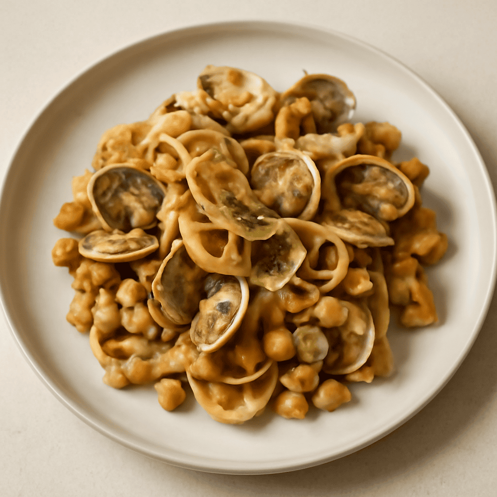 Pasta semicroccante ceci e vongole