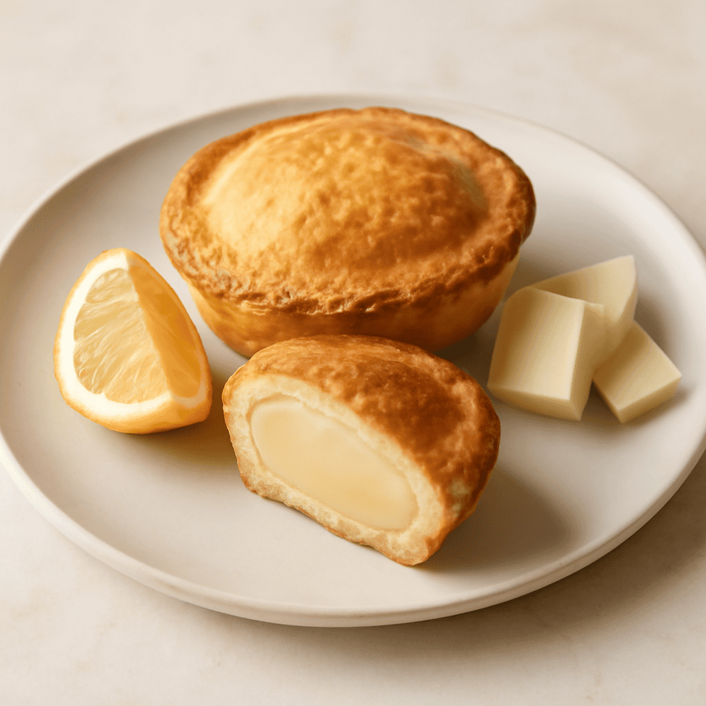 pasticciotto leccese con crema al cioccolato bianco e limone