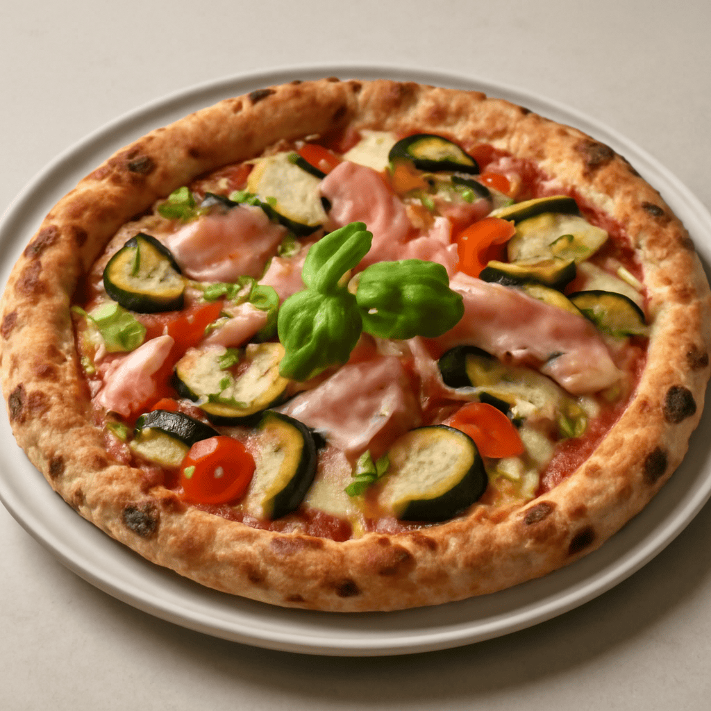 Pizza aromatica mozzarella, prosciutto cotto e verdurine