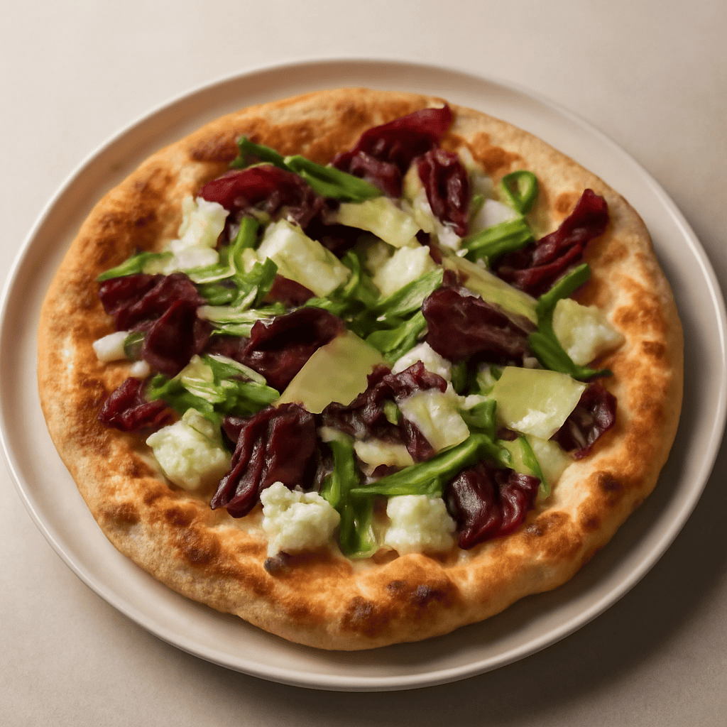 Pizza radicchio e gorgonzola con scaglie di grana