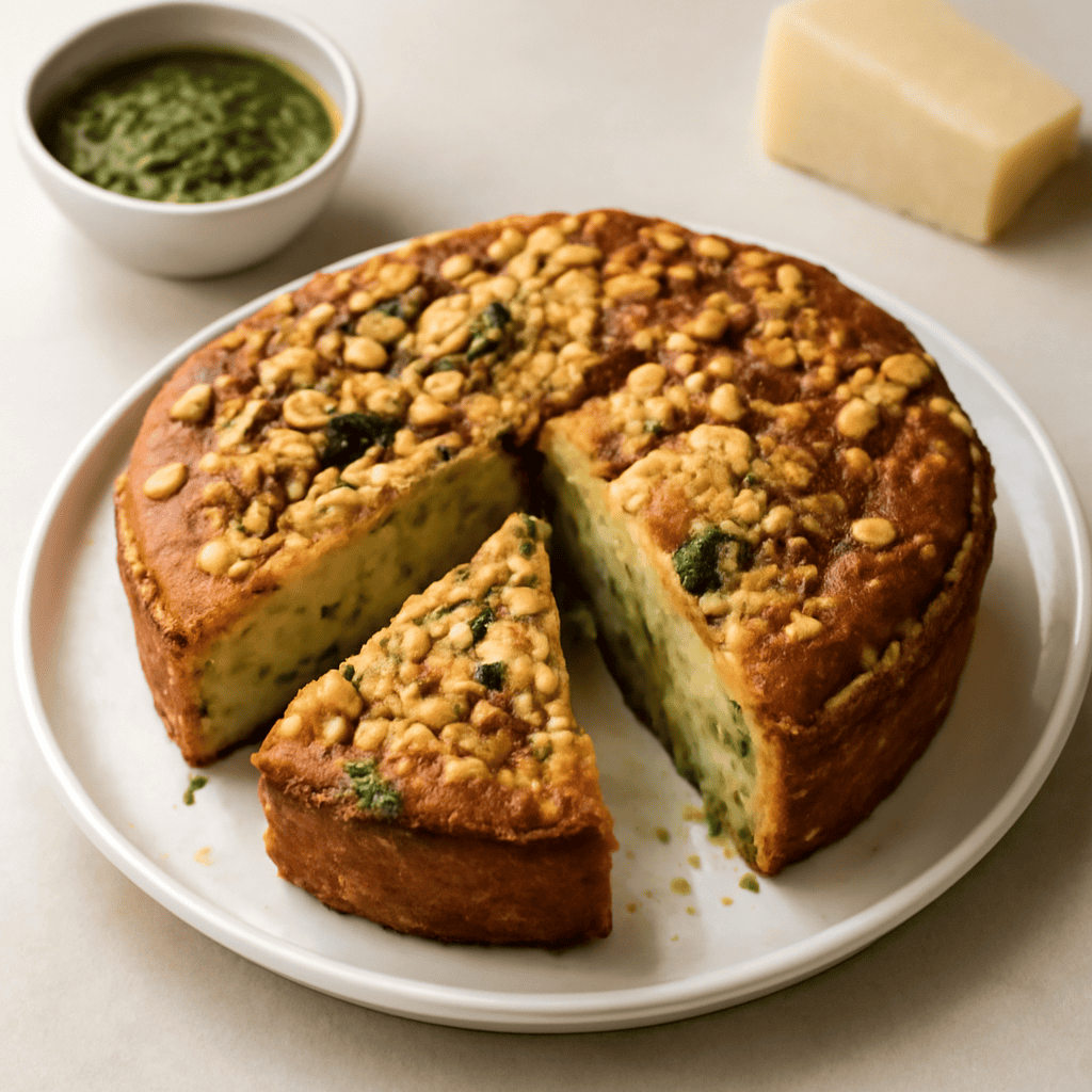 Plum cake al parmiggiano e pesto