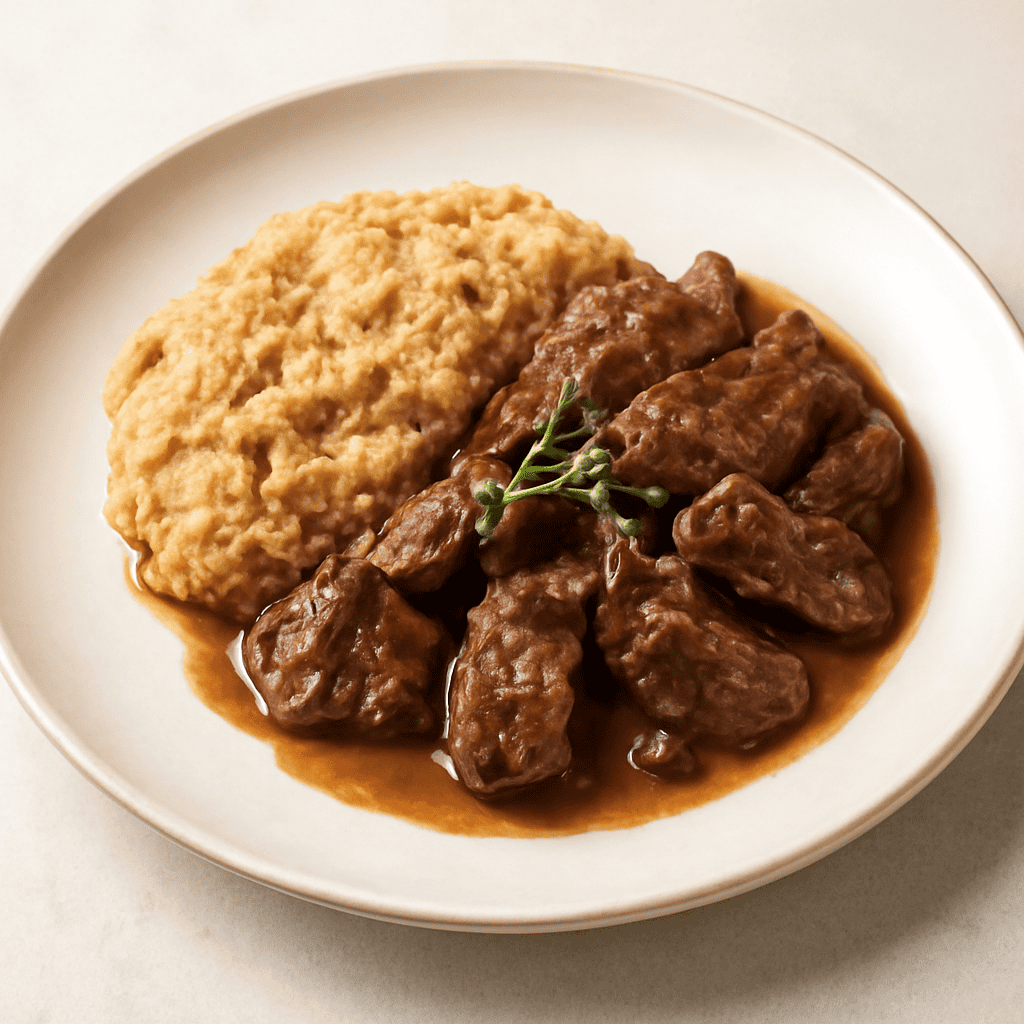 Polmone bianco di vitello con polenta taragna