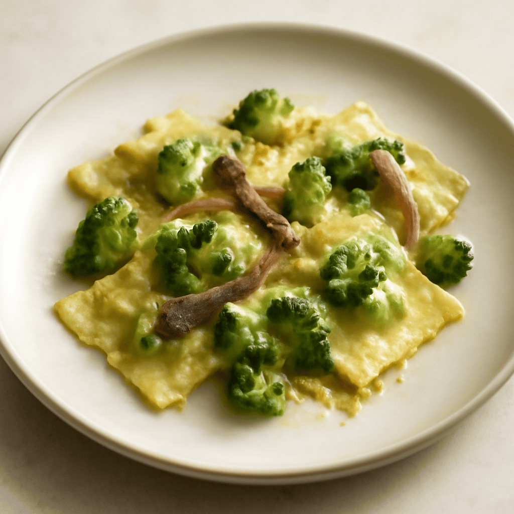 ravioli di broccoli al profumo di alici.