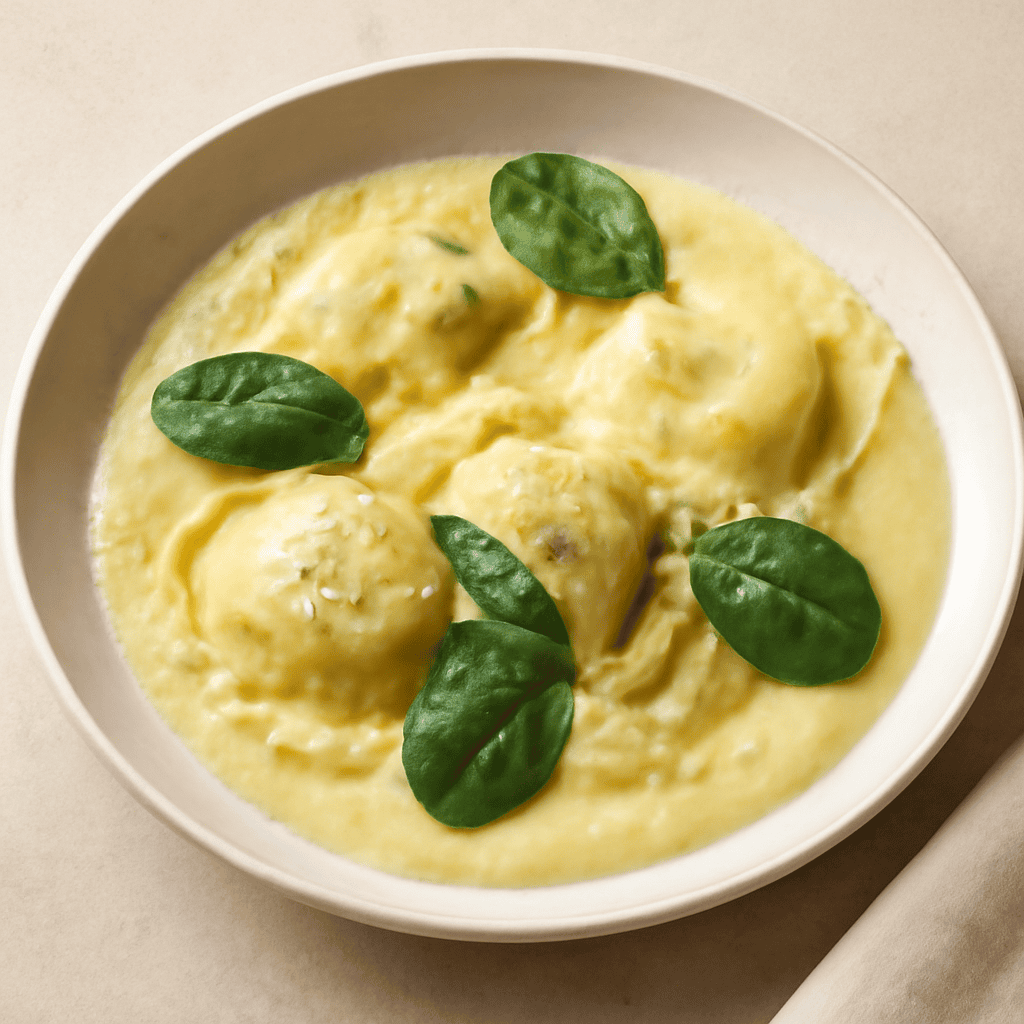 Ravioli Ricotta e Spinaci su Vellutata