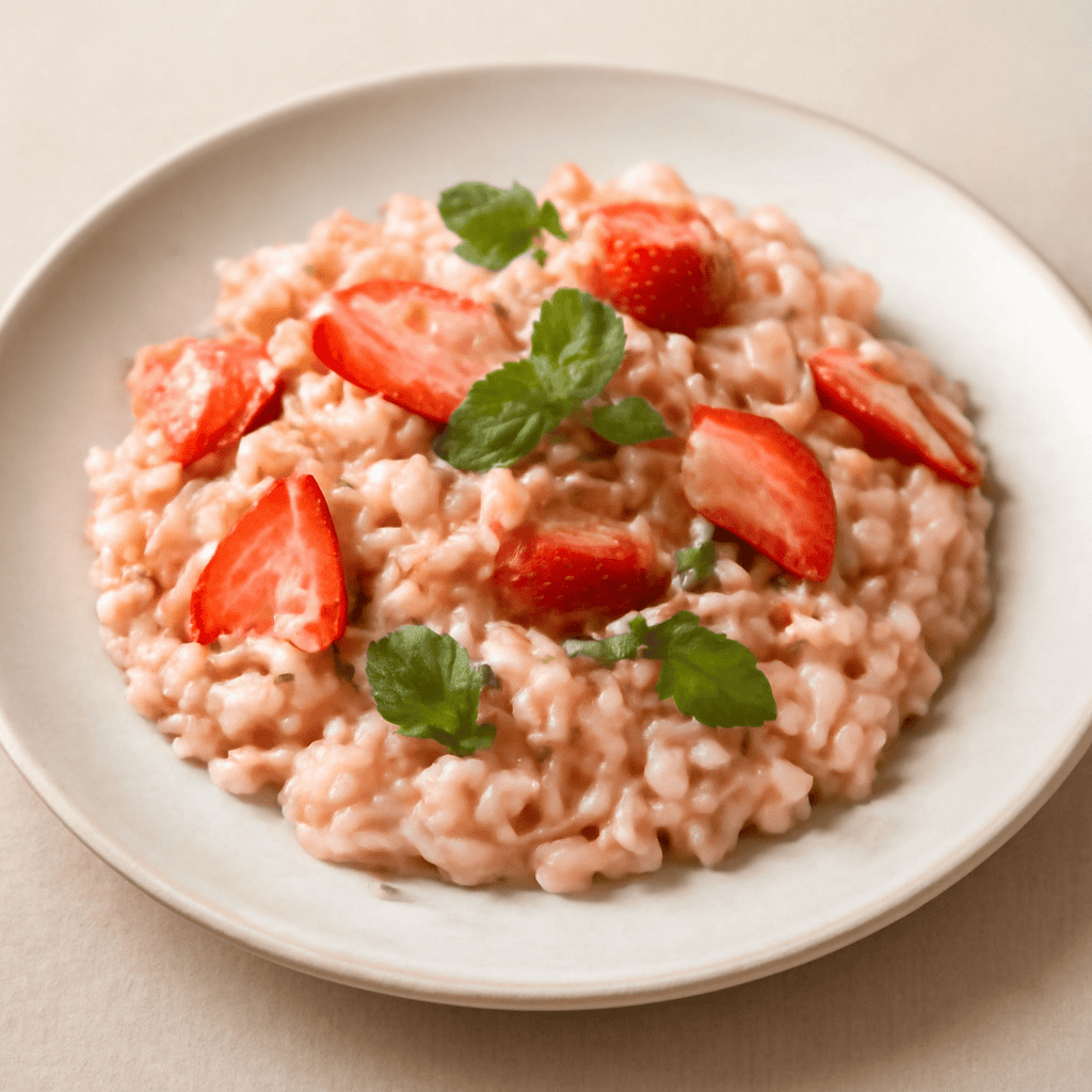 Risotto alle fragole con lime e menta