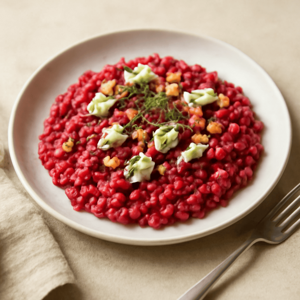 Risotto gorgonzola noci e barbabietola rossa