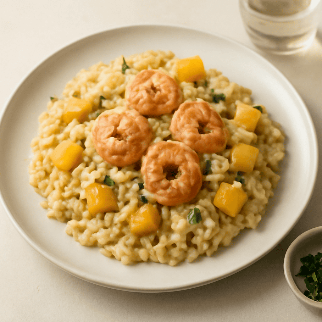 Risotto mango e gamberetti